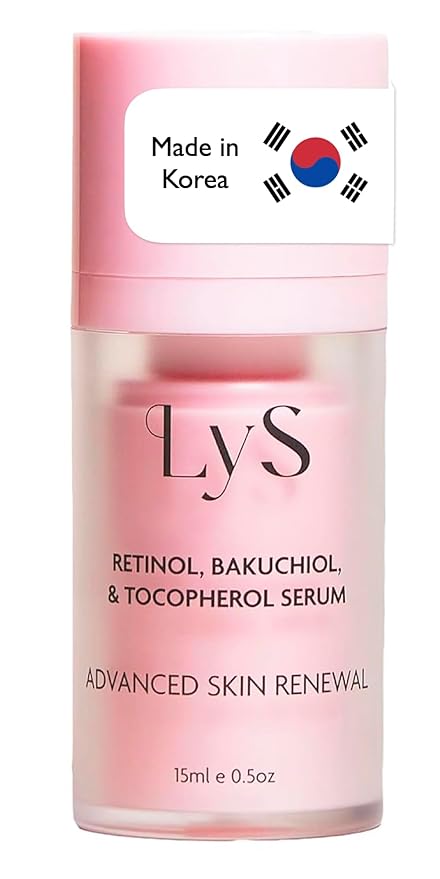 LYS by Misa Korean Retinol Serum for Face - Retinol, Bakuchiol & Tocopherol Formula - Enhances Firmness & Texture - Retinol for face & All Skin Types, Sensitive - Made in Korea