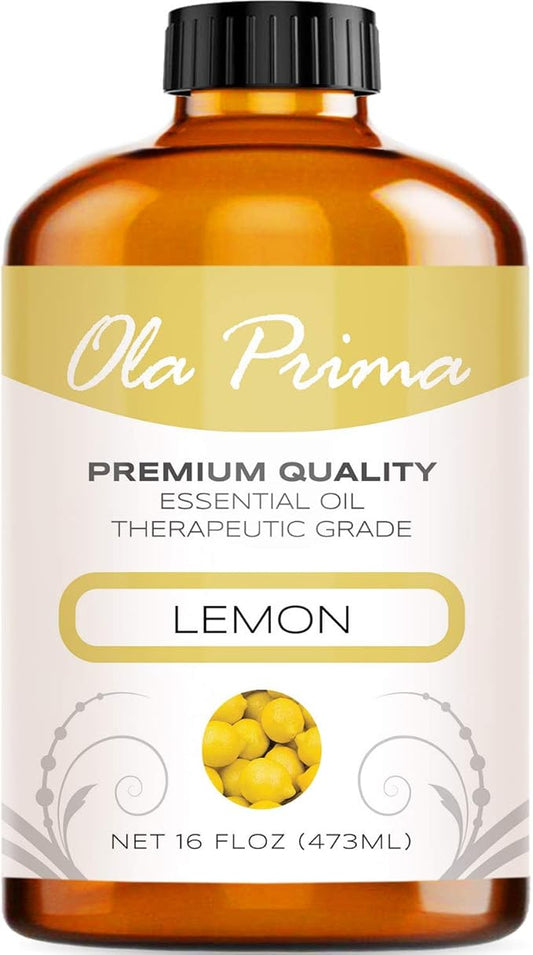 Ola Prima Oils Lemon Essential Oil 16oz Bulk, Essential Oil for Aromatherapy, Diffusers, Candle Making, and Household Cleaning