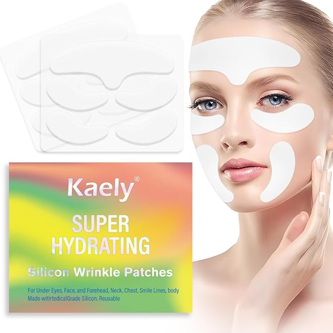 evpct 10Pcs Reusable Silicone Face Tape Wrinkle Patches for Forehead Under Eye and Smile Fine Lines, Face Tape for Castor Oil Facial Tape Smoothing Forehead Wrinkle Patches for Face Wrinkles Overnight