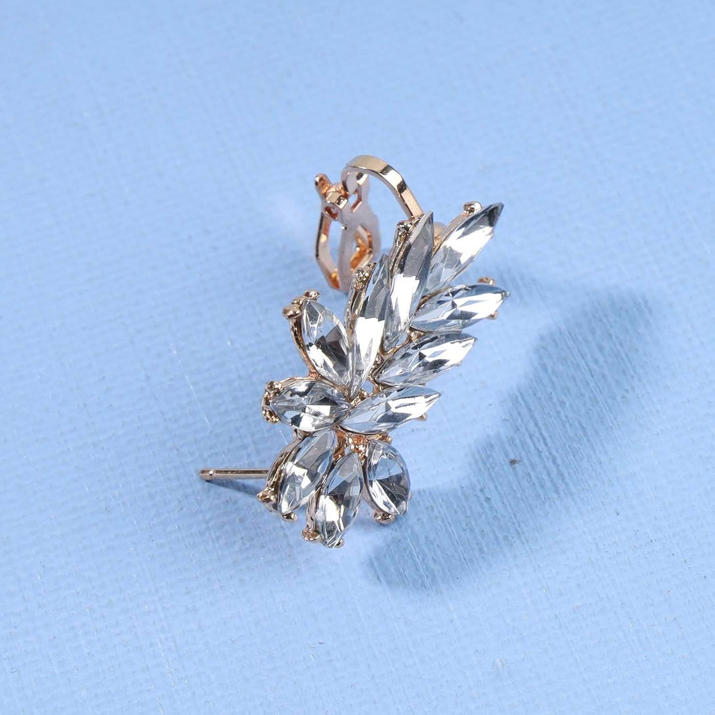 Boho Crystal Ear Climber Earrings Gold Crystal Studs Earrings Punk Rhinestone Ear Crawler Earrings CZ Ear Cuff Climbing Earrings Bridal Earrings Jewelry for Women and Girls