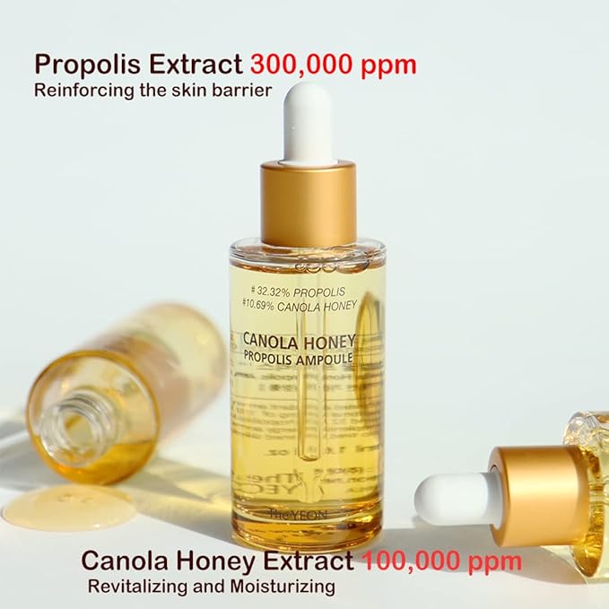 Canola Honey Propolis Super Glowing Ampoule 1.69 fl. oz /50ml Korean Skin Care, Glow Boosting / Visibly Firms, Smoothes and Boosts Radiance