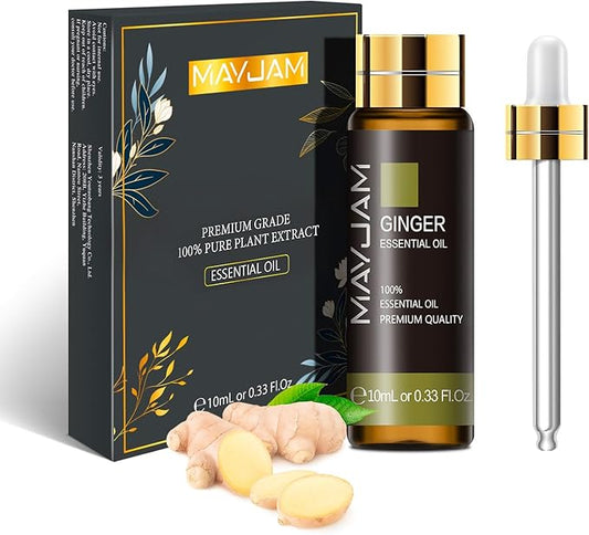 Ginger Essential Oil, MAYJAM 10ML/0.33FL.OZ Premium Ginger Oils for Soap Candle Making, Diffuser, Bedroom, Living Room, Office