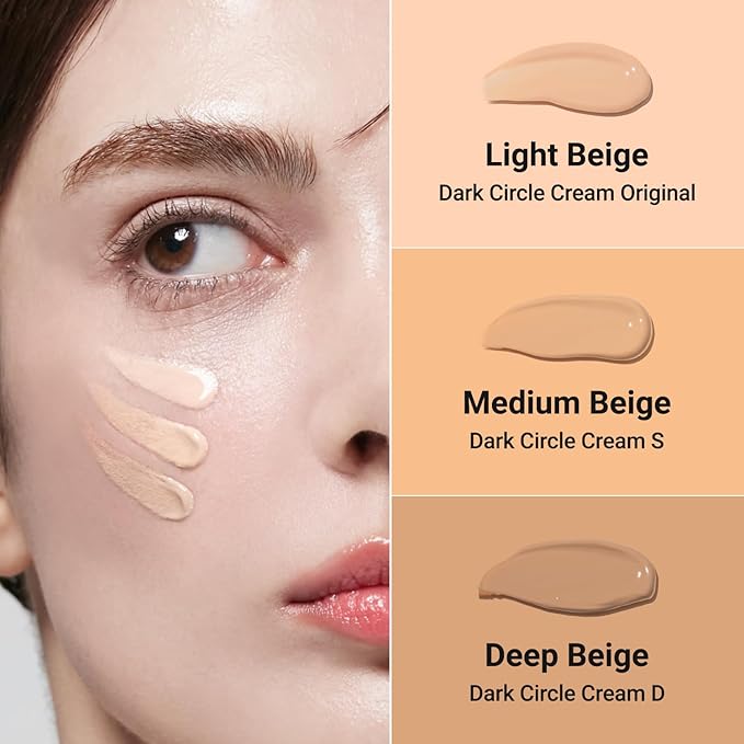 Tinted Eye Cream for Dark Circles, Korean Undereye Cover & Care Dual Action Concealer, Hydrating Formula with Niacinamide, Dark Spot Cream 0.52 oz - Medium Beige