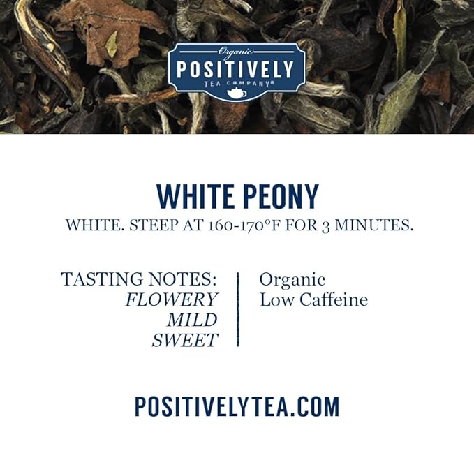 Organic Positively Tea Company, White Peony White Tea, Loose Leaf, 4 Ounce