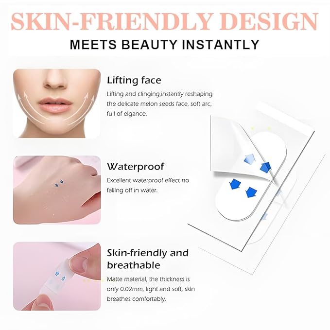 Kaely 160 Pcs Instant Face Lift Tape,Antiaging Body Shaping Tape,Neck Lifting Tape for Saggy Skin,Facelift Tape and Bands for Double Chin Jowls Thigh,Creates V-Shaped Face