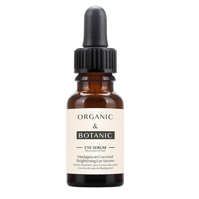 Organic & Botanic Madagascan Coconut Brightening Eye Serum, 30ml. Premium Vegan Skincare For All Skin Types. Made In The UK.