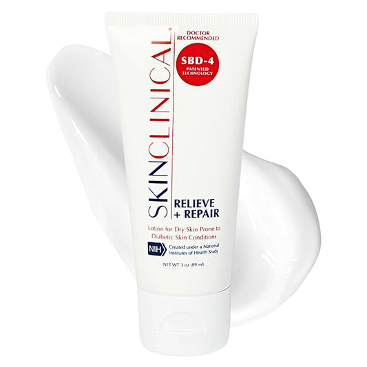 Relieve + Repair Body Moisturizing Lotion for Extremely Dry Skin, Hand and Face Lotion with Patented Ingredient SBD-4 for Acne Prone, Shin Spots, Blisters and Itchy Skin, Unscented 3oz