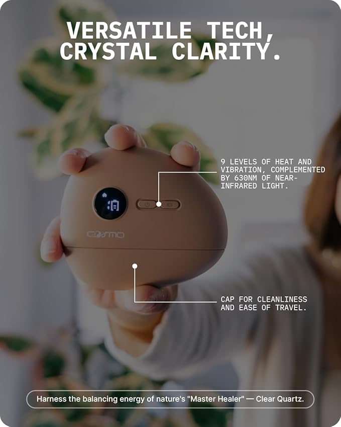 Cosmo LunaStone Gua Sha - Electric Face Massager & Body Scraper Tool - Premium Device for Facial Lifting, Skin Tightening, Jawline Sculpting, Puffiness & Myofascial Release, Acupressure (Terracotta)