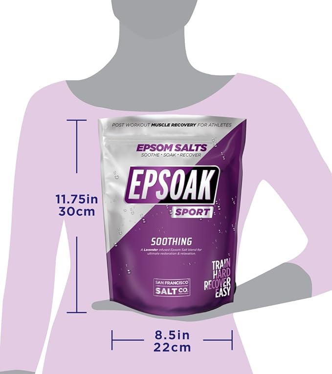 Epsoak Sport Lavender Epsom Salt for Athletes - 5 lbs. Soothing Therapeutic Soak with Lavender Essential Oil