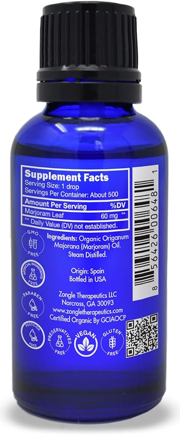 Organic, Marjoram Essential Oil, Food Grade – 100% Pure, Sweet Marjoram Essential Oil, by Zongle Therapeutics, 1 OZ