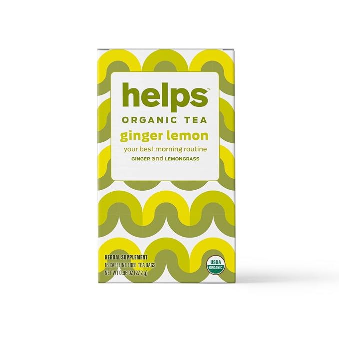 HELPS TEAS | Helps Ginger Lemon Tea | Organic herbal blend of Ginger and Lemongrass that promote a healthy digestion Naturally Caffeine-free| 16 Tea Bags - Pack of 3 |