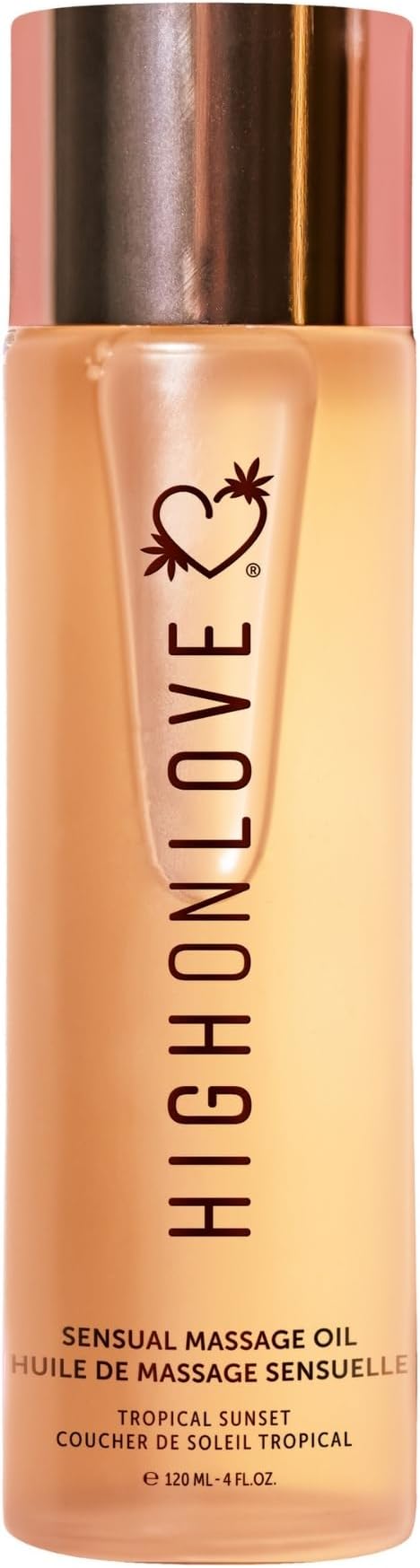 HIGHONLOVE Natural Body Oil with Hemp Seed, Grape Seed, & Vitamin E Oil - Moisturizing Body Glow with a Non-Greasy, Glowy Finish (120 ml) (Tropical Sunset)