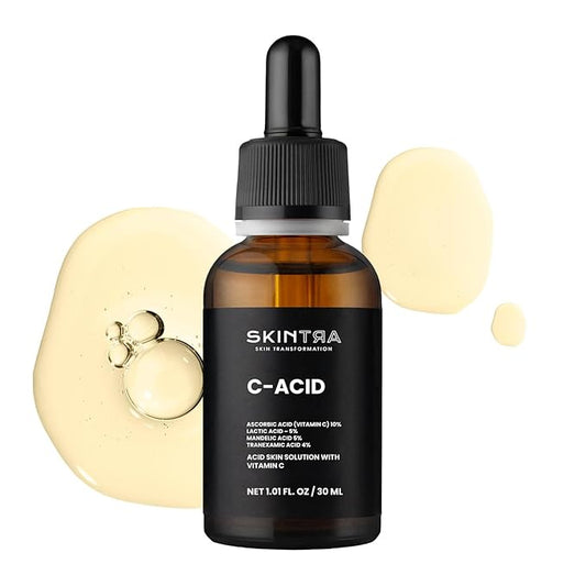 C-Acid Vitamin C & AHA Face Serum – Advanced Exfoliating and Brightening Treatment – Designed for Night Use with Lightweight Finish – 10% AHA Blend – 30 ml/Net 1.01 Fl. Oz