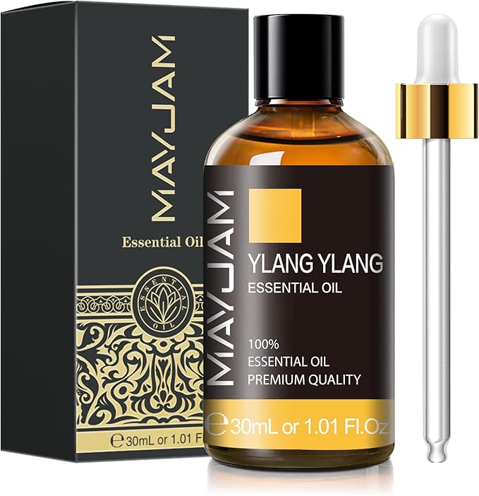 Ylang Ylang Essential Oil with Glass Dropper, MAYJAM 1.01fl.oz Ylang Ylang Oil Essential Oils for Diffusers, Humidifier, Yoga, Soap Candle Making