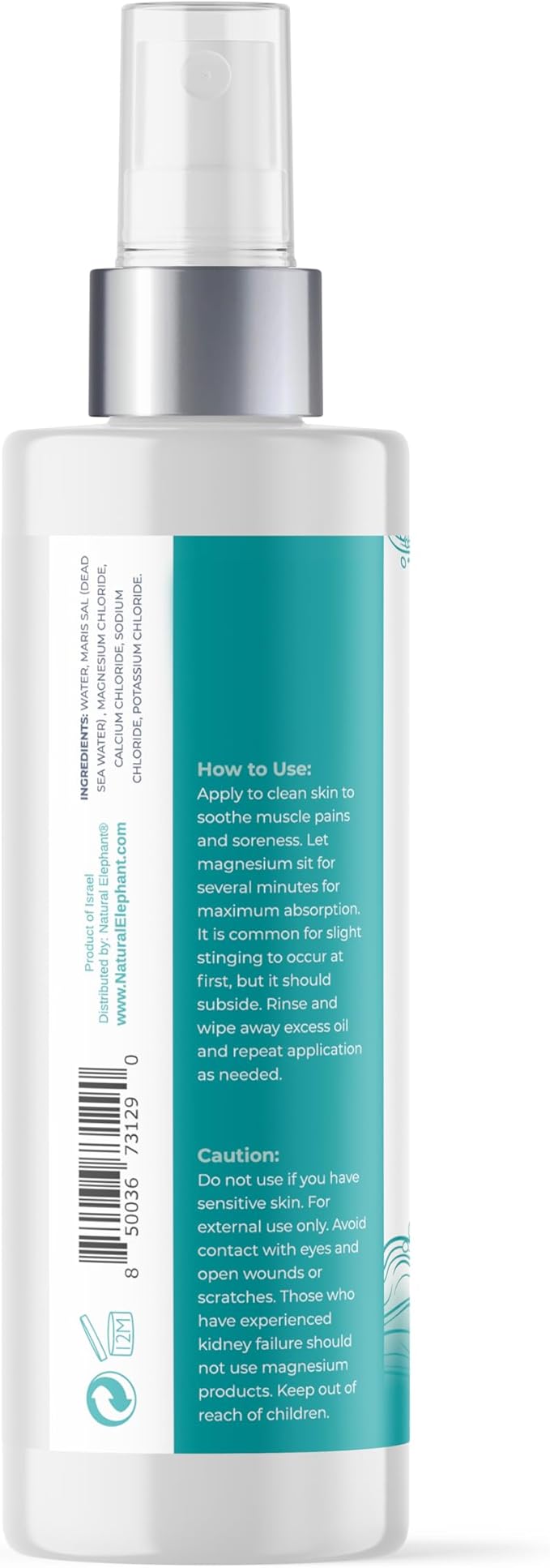 Natural Elephant Dead Sea Magnesium Oil Spray for Topical Use | 100% Pure | 6.7 fl oz (Pack of 2) | Promotes Relaxation and Well-Being