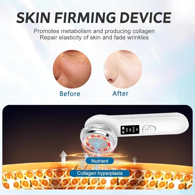 Red Light Therapy for Face and Neck Wrinkles, Anti-Aging Facial Wand, Cold Mold & Warm Deep Clean Skin Care Tools (Off-White)