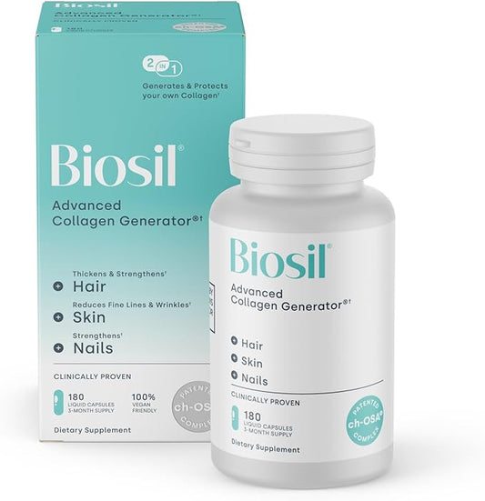 Biosil Collagen Generator - 180 Liquid Capsules - with Patented ch-OSA Complex - Generates & Protects Your Own Collagen - GMO Free - 90-Day Supply