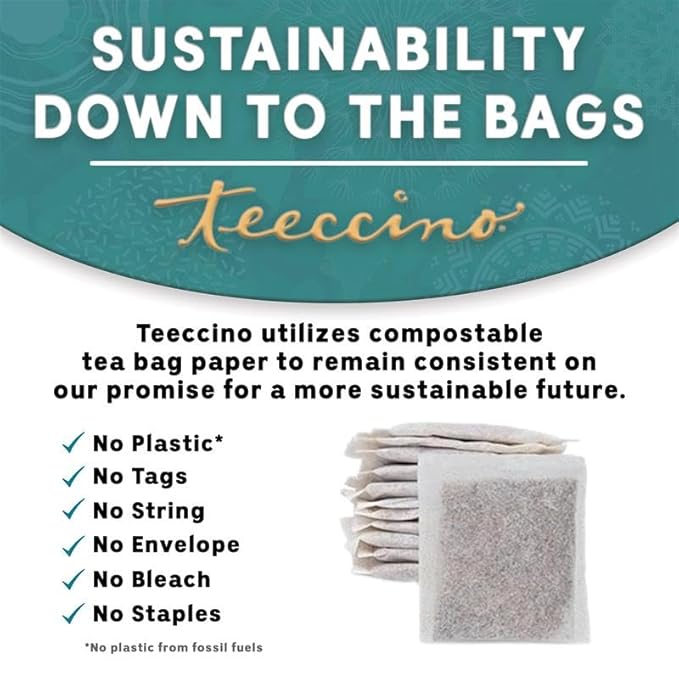 Teeccino French Roast Herbal Tea - Rich & Roasted Herbal Tea That’s Caffeine Free & Prebiotic for Natural Energy, Coffee Alternative, 50 Tagless Eco-Friendly Tea Bags