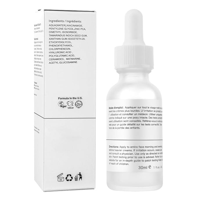 Niacinamide 10% + Zinc 1% Face Serum For Women,Niacinamide Hydrating Serum with Hyaluronic Acid for Oil Control & Anti Acne, 30 ml Anti Aging Niacinamide Serum for Skin Barrier Repair,2Pcs