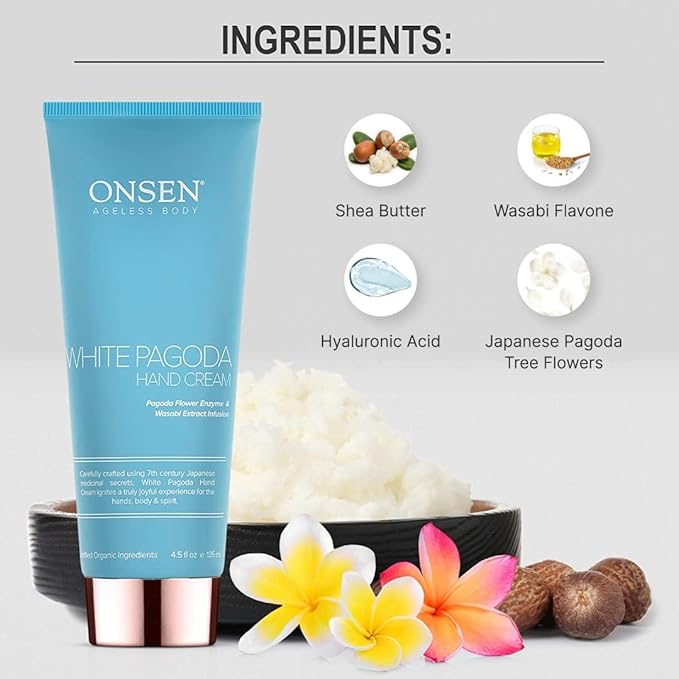 Onsen Secret Cuticle Conditioner Cream 30ml & Japanese Anti-Aging Firming Hand Lotion 135ml Bundle. Cuticle Oil Nail Care Serum Sooth, Repair & Strengthen Cuticles & Nails + Anti Aging Hand Cream