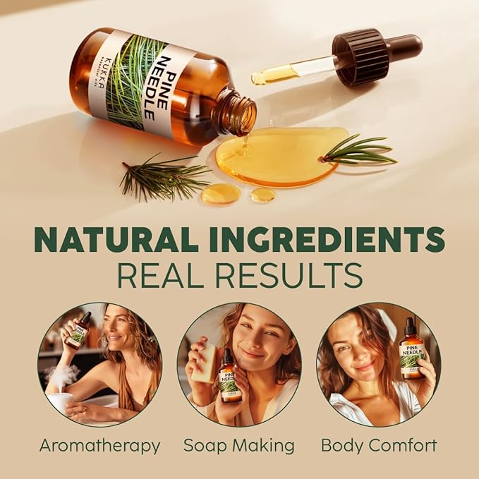 Kukka Pine Essential Oil for Diffuser - 4 Fl Oz - 100% Pure Natural Pine Oil, Woody Scent, for Candle & Soap Making Scent DIY