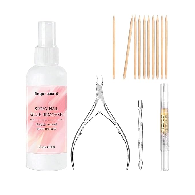 Glue Remover Debonder for Press On Nails, Easily Remove Fake Nail Tips with Manicure Tools for Fingernails, Cuticle Nippers Professional,Cuticle Remover Tool Poly Gel Nail Remover Kit
