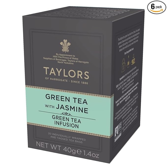 Taylors of Harrogate Green Tea with Jasmine, 20 Count (Pack of 6)