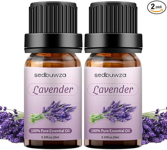Sedbuwza 2 Pack Lavender Essential Oil,100% Pure and Natural Fragrance Gift Oils for Diffuser, Soaps, Candle, Perfume