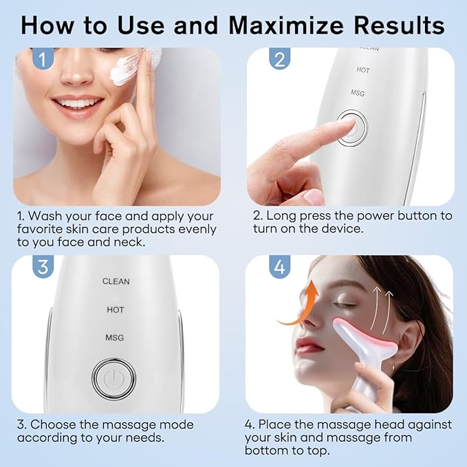Facial Massager,Neck Face Massager Tool,3 Mode Massage with Heat,Portable Beauty Instrument for Skin Care Women Gift
