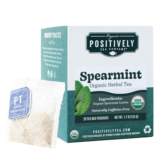 Organic Positively Tea Company, Spearmint Leaf Herbal Tea Bags, 20 Count