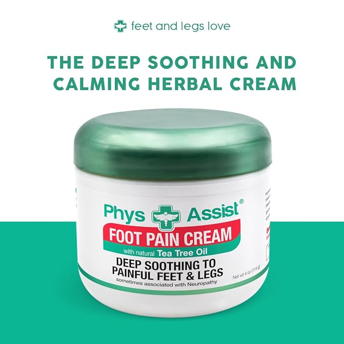 PhysAssist Soothing Foot Cream to Feet and Legs. 4 oz Jar