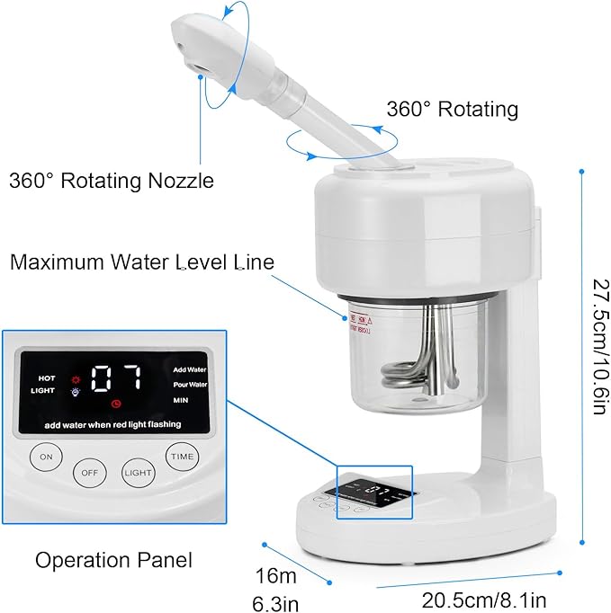 JOSTZHXIN Facial Steamer Nano Ionic Face Steamer with Extendable Arm,Portable Facial Steamer 360°Rotating Nozzle Esthetician Steamer for Personal Care at Home or Salon