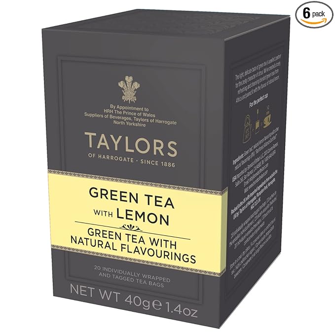 Taylors of Harrogate Green Tea with Lemon, 20 Count (Pack of 6)