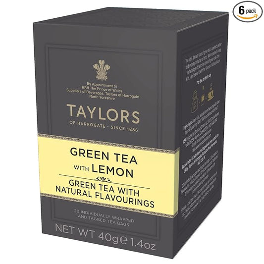 Taylors of Harrogate Green Tea with Lemon, 20 Count (Pack of 6)