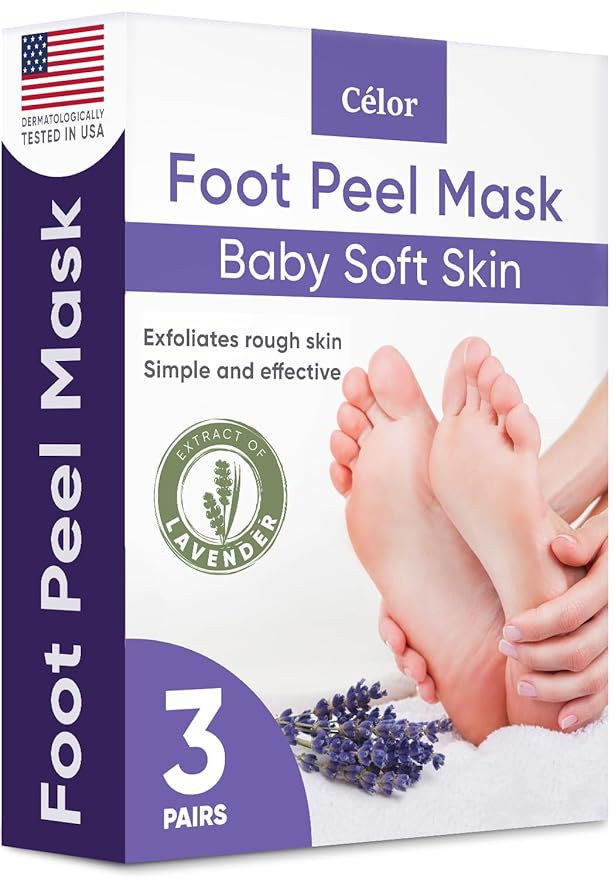 Foot Peel Mask - Foot Mask for Baby Soft Skin - Remove Dead Skin, Dry, Cracked Feet & Callus, Foot Spa, Made with Aloe Vera Extract for Women and Men (3 Pair (Pack of 1), Lavender)