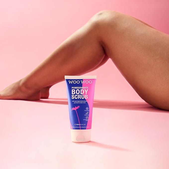 WooWoo - Natural Skin Saviour Pomegranate Body Scrub | Clean + Vegan Intimate Skin Care (5 oz | 150 ml)