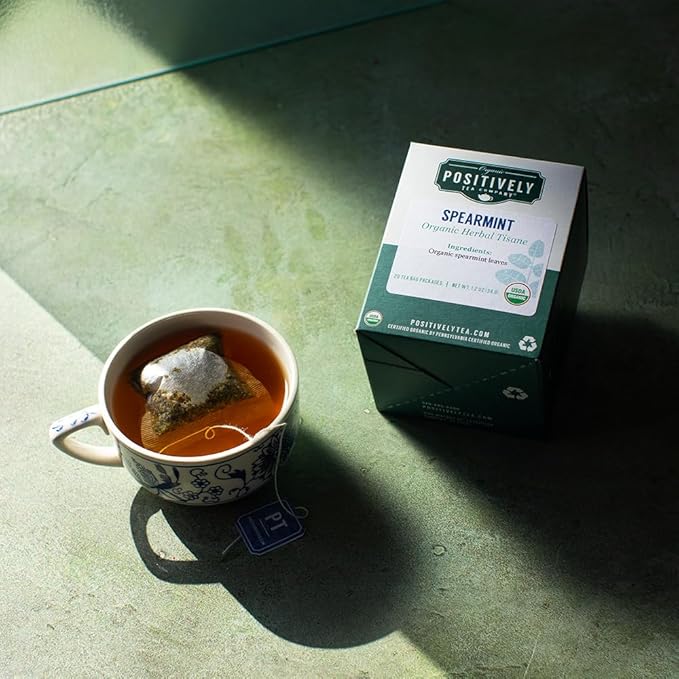 Organic Positively Tea Company, Spearmint Leaf Herbal Tea Bags, 20 Count