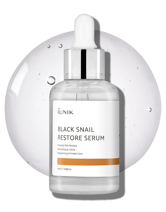 IUNIK Black Snail Serum 70% w/Centella Asiatica Essence | Hydration Dark Spots Fine Lines | Oily Sensitive Acne-Prone Skin Korean Skincare No Pore Clogging