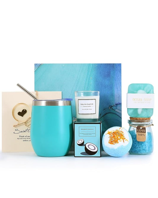 Happy Birthday Gifts for Women, Bath Relaxing Spa Gift Basket Set, Mother's Day Gift Kit, Womens Unique Present Ideas for Her Mom Sister Daughter Wife Girlfriend Friends Coworker Grandma Female