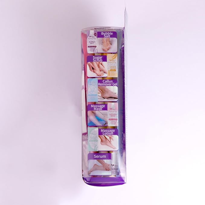 Pedicure Foot Soak Set - Upgraded 6 in 1 Foot Spa, Foot Bath Spa, Pedicure Kit for Tired & Dry Cracked Feet, Athletes Feet, Bad Odor, Softens Calluses (3 Set Lavender)