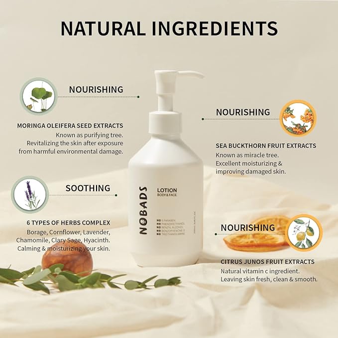 NOURISHING LOTION, Natural moisturizing ingredients, Zero skin irritation, Paraben-free and formulated without harmful ingredients, Safe for everyone in the family