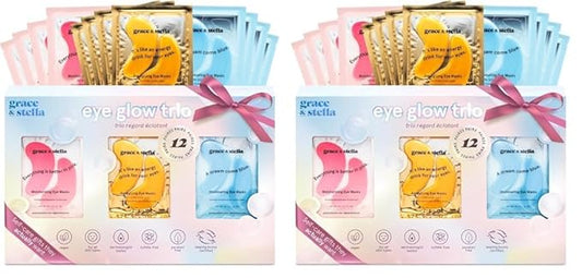 Grace & Stella Under Eye Patches, Christmas Gifts for Women (12 Pairs) Christmas Gifts for Mom, Eye Patches for Puffy Eyes and Dark Circles, Vegan Eye Mask, Birthday Gifts for Women, Stocking Stuffers