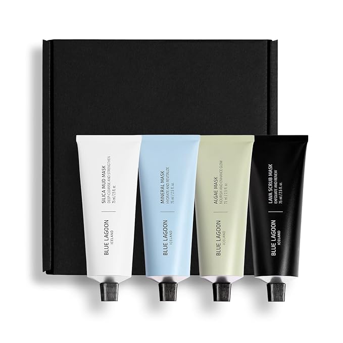 Blue Lagoon Signature Masks, Includes Facial Mask Targeting Hydration, Calmness, Exfoliation & Nourishment, Leaving Skin Glowing and Radiant, Full Size Set, 4pcs