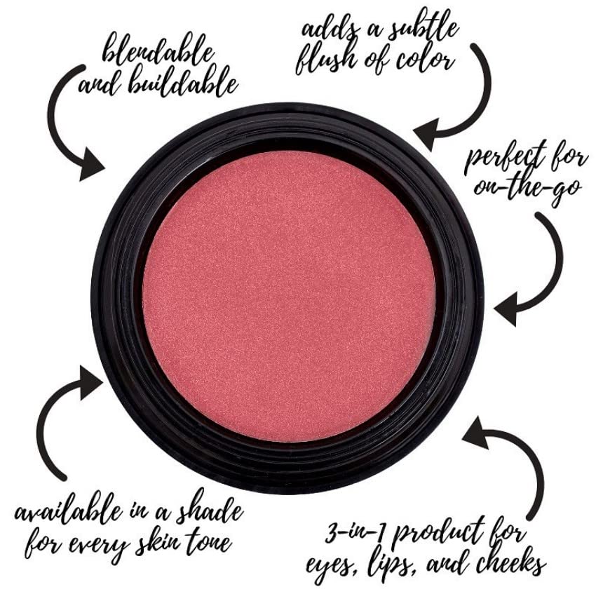 Gabriel Cosmetics Multi Pot (Dahlia - Pink/Gold Shimmer), 3-in-1 Smooth Finish Formula for Eyes,Lips, and Cheeks. Natural, Paraben Free, Vegan, Gluten-free, Cruelty-free, Non GMO, 0.08 oz.