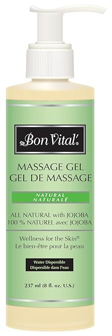 Bon Vital' Naturale Massage Gel with Natural Ingredients for Earth-Friendly Massage, Hypoallergenic Massage Gel for Sensitive Skin, Moisturizer Absorbs Like Lotion, 8 Oz, Label may Vary