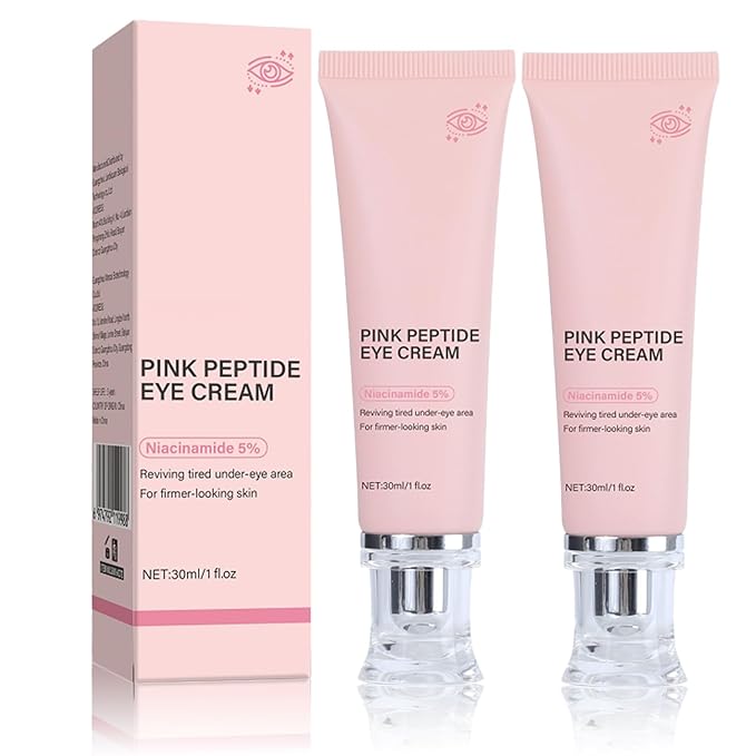 PDRN Pink Peptide Eye Serum Cream, Hydrating & Firming Eye Cream for Dark Circles, Anti-Aging Treatment Reduces Fine Lines, Uneven Skin Tone, Soothing Pink Moisturizer with Peptides, 1.01fl.oz (2)