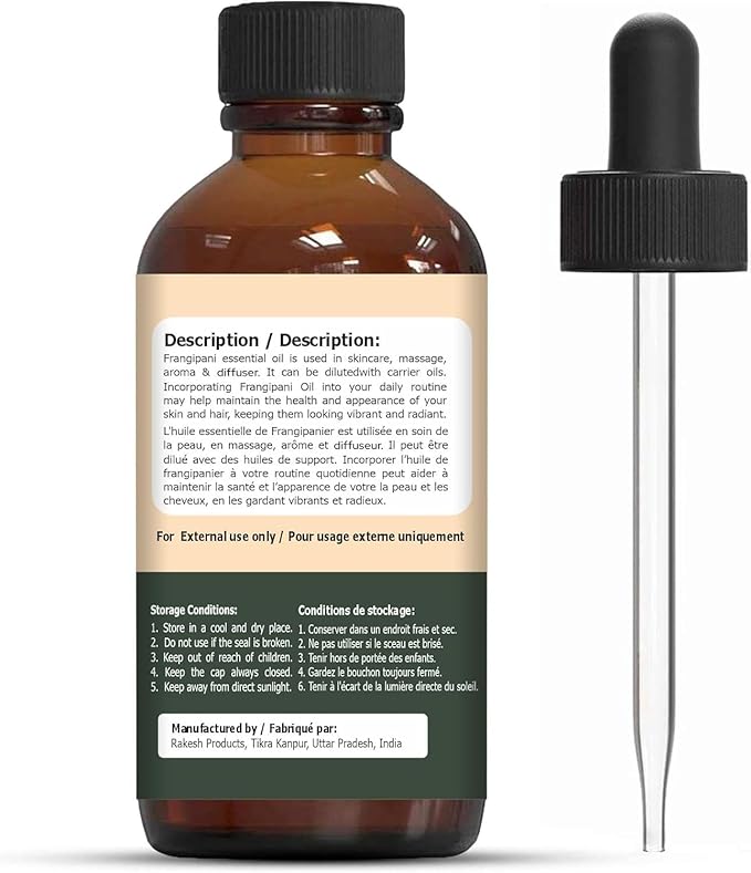 Frangipani (Plumeria alba) Oil | Pure & Natural Essential Oil for Skincare, Massage, Aroma & Diffuser - 30ml/1.01fl oz