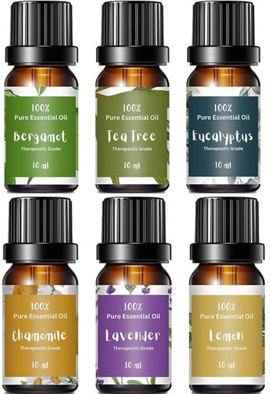Essential Oils for Laundry | 100% Pure Therapeutic Grade Aromatherapy Essential Oil Set | Dryer Balls, Diffusers, Soaps, Candles | Top 6 - Lavender, Tea Tree, Eucalyptus, Bergamot, Lemon, Chamomile