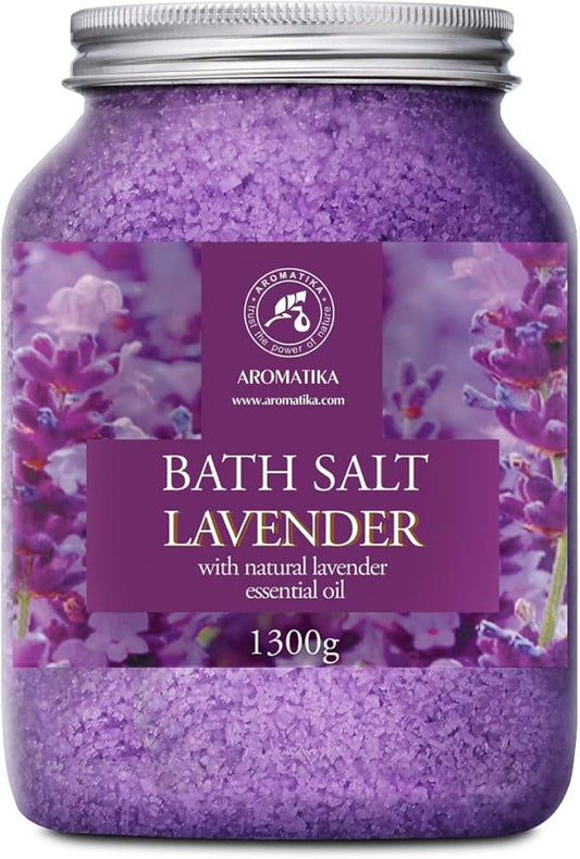 Sea Salt Lavender with Natural Lavender Essential Oil 46 Oz - Lavender Bath Salts - Lavanda Salt 1300g - Best for Good Sleep - Stress Relief - Beauty - Relaxing - Bathing - Body Care