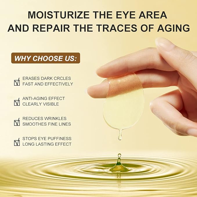 Under Eye Patches 30 Pairs- Dark Circles, Puffy Eyes Treatments–Reduce Wrinkles and Fine Lines, Hydrating and Anti-Wrinkle Effect Under-Eye Patches with Hyaluronic Acid and Collagen (24K Gold)